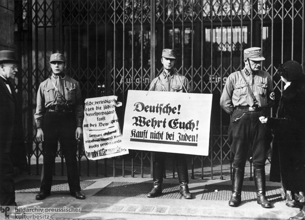 SA Members in Front of the Tietz Department Store in Berlin (April 1, 1933)