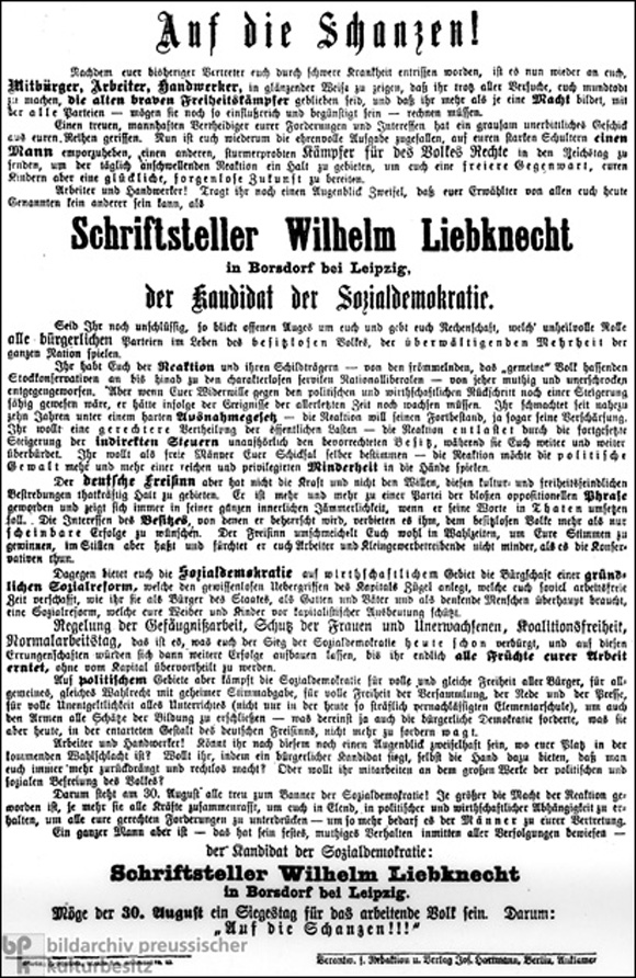 Wahlaufruf für Wilhelm Liebknecht (30. August 1888)