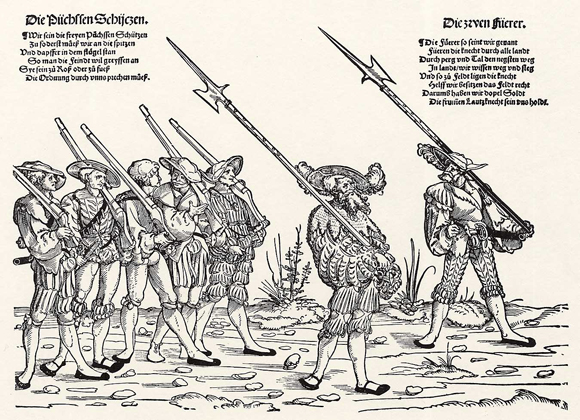 Marschierende Landsknechte (1. Hälfte des 16. Jahrhunderts)