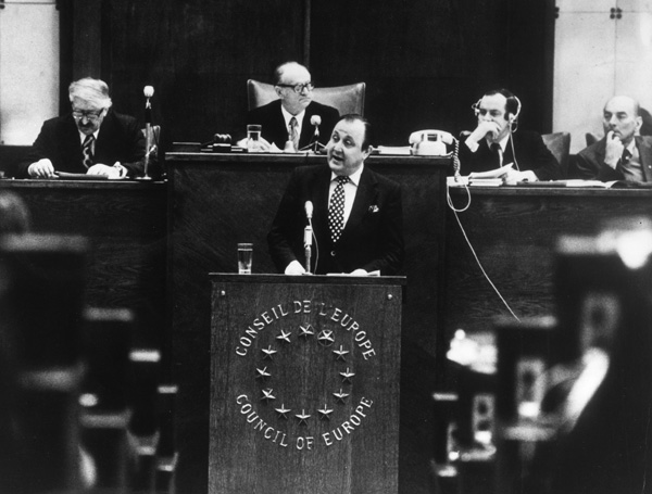 Hans-Dietrich Genscher Speaks before the Council of Europe in Strasbourg (1976)