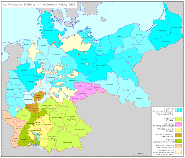 Administrative Districts in the German Reich (1905)