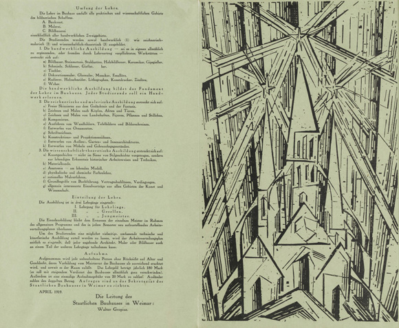 "Cathedral," Title Page by Lyonel Feininger for Walter Gropius' Bauhaus Manifesto and Program (April 1, 1919)