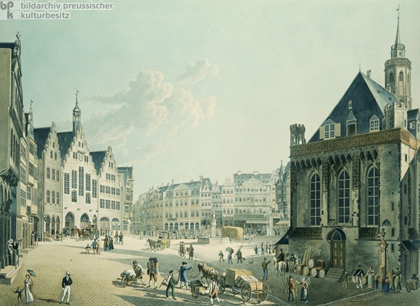 View of the Römerberg with Church of Saint Nikolai in Frankfurt (1822)