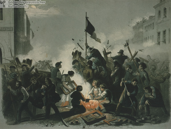 The Barricades at the Corner of Kronenstrasse and Friedrichstrasse (March 18-19, 1848)