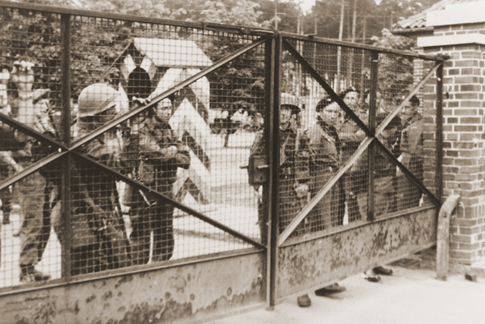 British Soldiers in Front of the Bergen-Belsen DP Camp (1945-46)