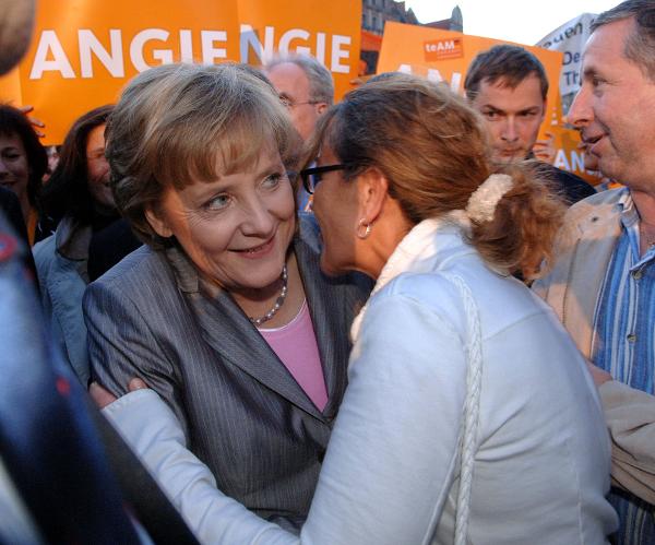 Angela Merkel bei einer Wahlkampfveranstaltung in Erfurt (26. August 2005)
