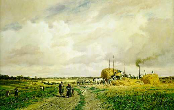 Einführung von Dreschmaschinen auf dem Land (1882)